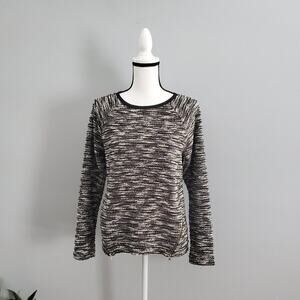 Ann Taylor Zipper Accent Black & White Sweater Size S